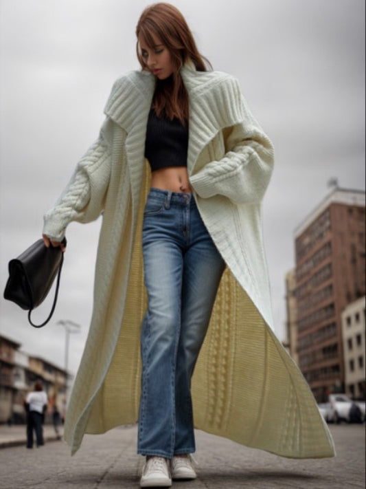 Damen Strickmantel mit strukturiertem Design und voluminösen Ärmeln Stalluxe
