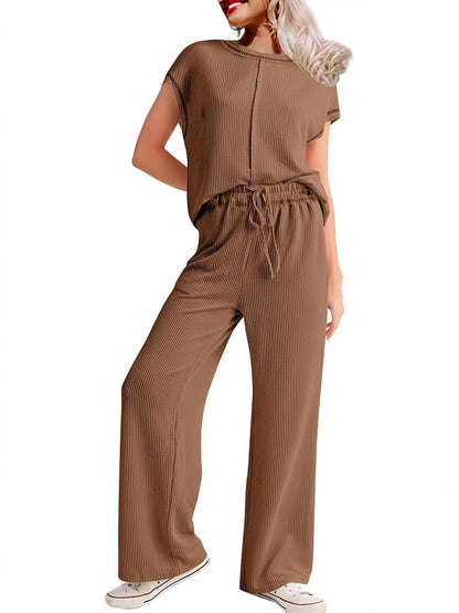 Damen Bequemer Jumpsuit mit weitem Bein und elastischem Bund Stalluxe