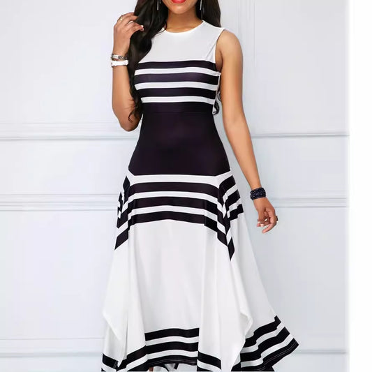 Damen asymmetrisches Maxikleid mit Streifenmuster Stalluxe