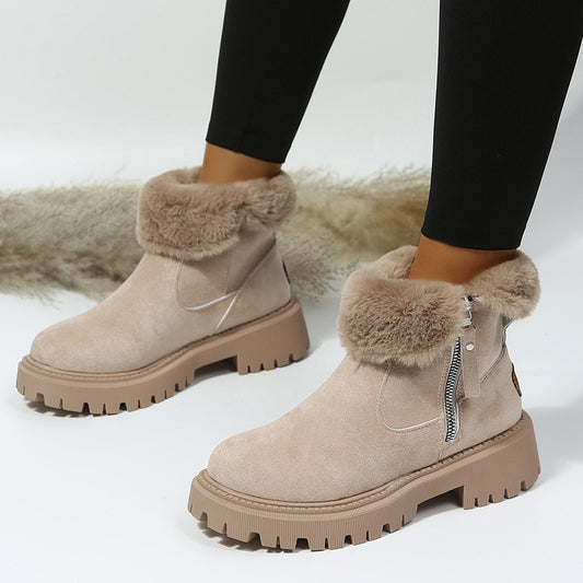 Damen Winterliche Stiefeletten mit kuscheligem Kunstfellkragen und rutschfester Sohle Stalluxe