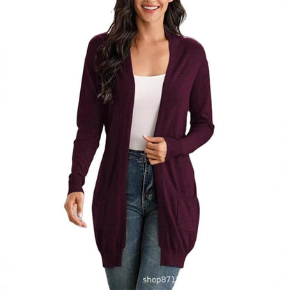 Damen Lange Strickjacke mit offenen Front und praktischen Taschen Stalluxe