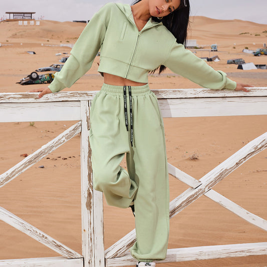Damen lässiger Cropped Hoodie und Jogginghose mit Gummizug Stalluxe
