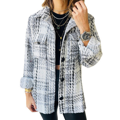 Damen Karierte Overshirt-Jacke mit Taschen und lässigem Schnitt Stalluxe
