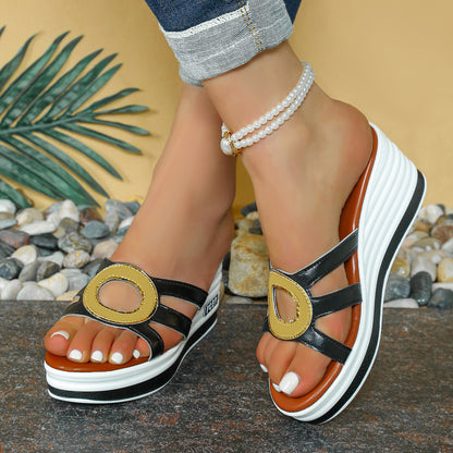 Damen Wedge-Sandalen mit modischen Riemen und eleganter Schnalle Stalluxe