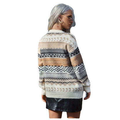 Damen Strickpullover mit grafischem Muster und lässigem Schnitt Stalluxe