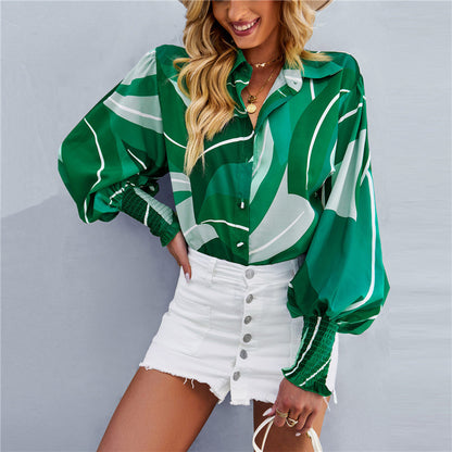 Damen Bluse mit voluminösen Ärmeln und buntem Blumendesign Stalluxe