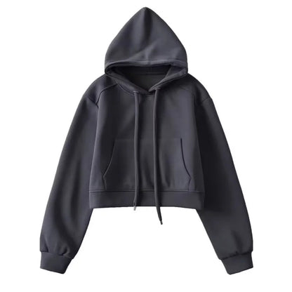 Damen modischer cropped Kapuzenpullover aus sweatshirt Material Stalluxe