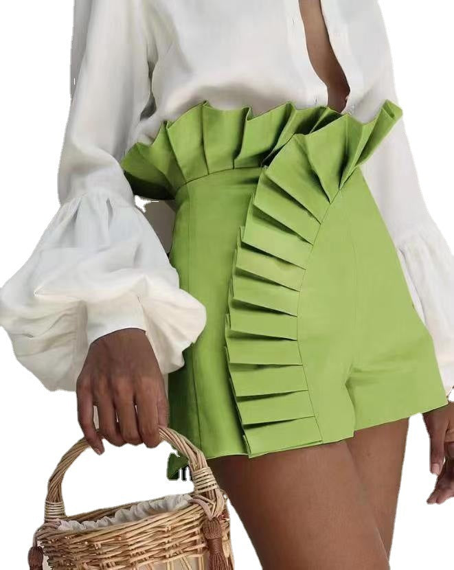 Damen Elegante kurze Hose mit Rüschendetails Stalluxe
