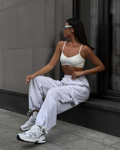 Damen lässige Cargo-Hose mit lockerer Passform und praktischen Taschen Stalluxe