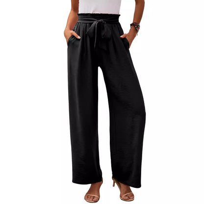 Damen Weite Stoffhose mit Elastischem Bund und Gürteldetail Stalluxe