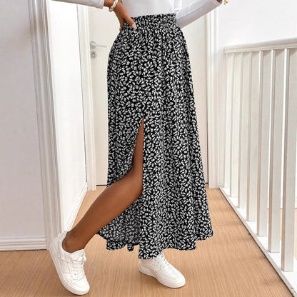 Damen Maxirock mit floralem Muster und seitlichem Schlitz Stalluxe