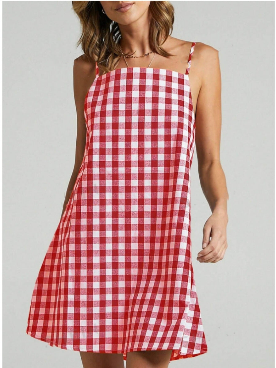 Damen Sommerliches Karo-Hängerkleid Stalluxe