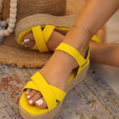 Damen Wedge-Sandaletten mit komfortablem Fußbett und elastischen Riemen Stalluxe