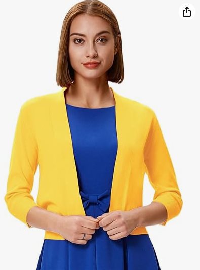 Damen lässige Strickjacke mit offenen Front und 3/4-Ärmeln Stalluxe