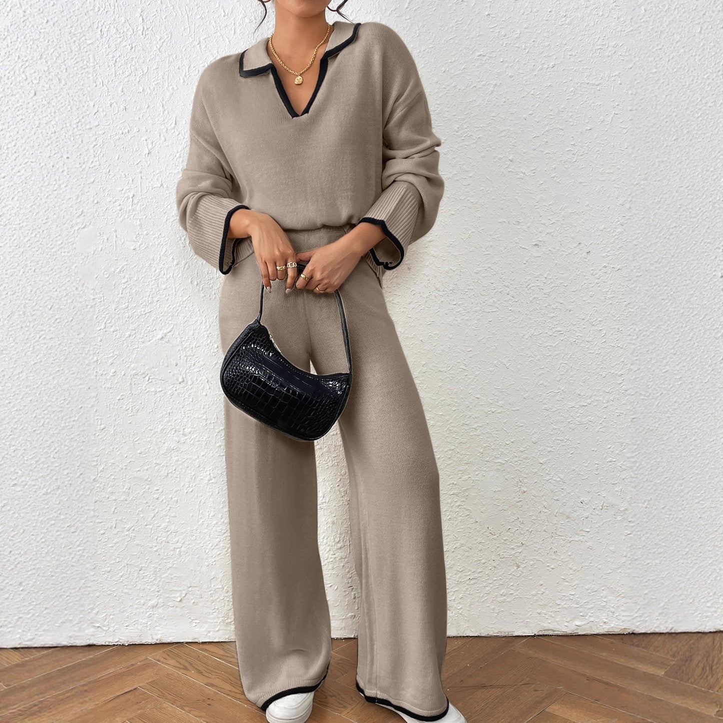 Damen Großer Strickpullover und lässige Pants Kombination Stalluxe