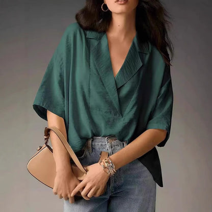 Damen Oversized Bluse mit modernem Kragen Stalluxe