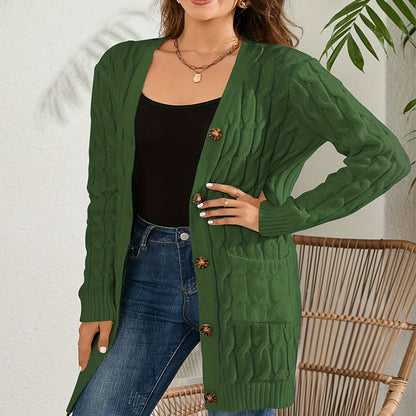 Damen Langstrickcardigan mit Zopfmuster und praktischen Taschen Stalluxe
