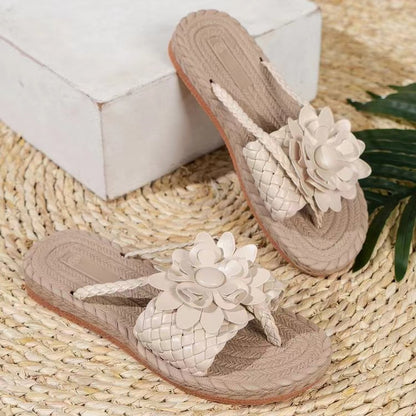 Damen Sandaletten mit floraler Verzierung und Naturfasersohle Stalluxe