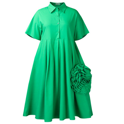 Damen A-Linien Kleid mit voluminösem Blumendetail Stalluxe
