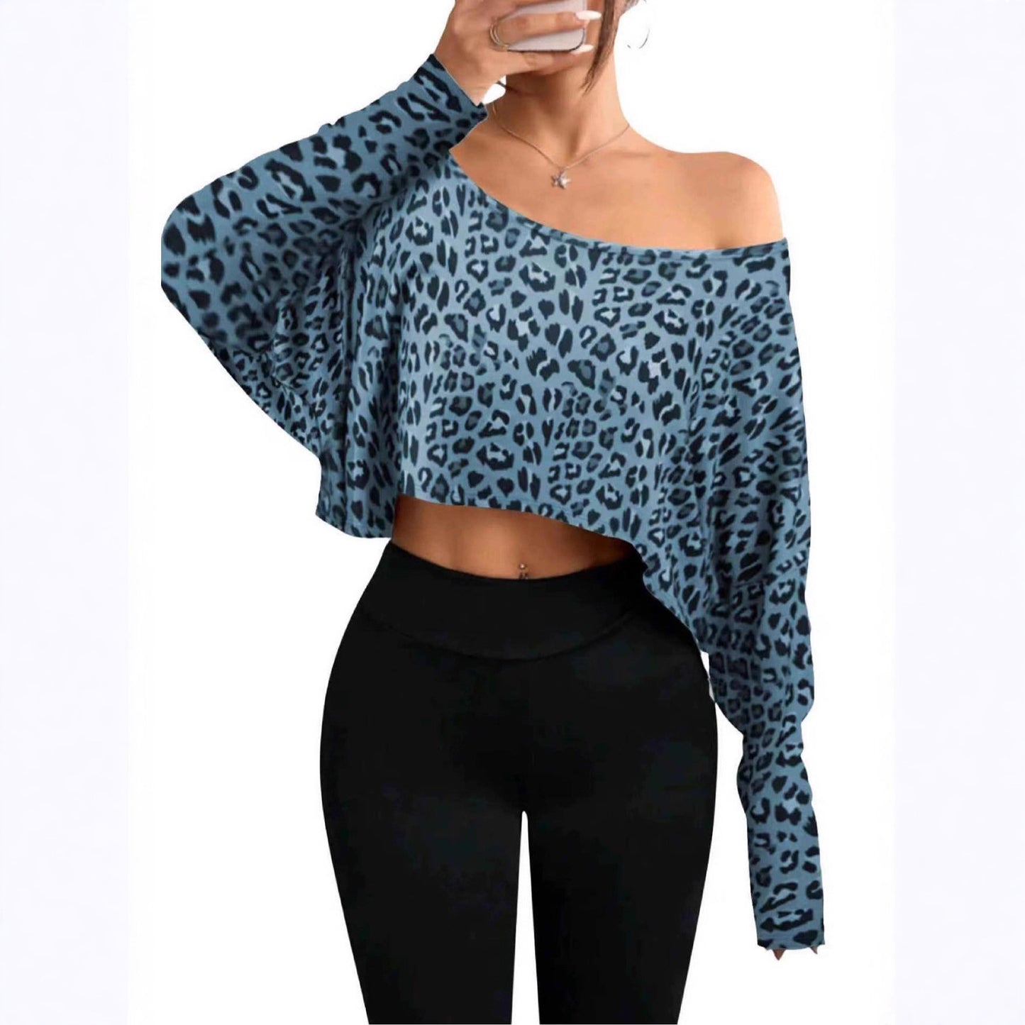Damen Cropped Sweater mit lässigem Leopardenmuster Stalluxe