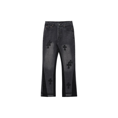 Damen kreative Jeans mit einzigartigen Farbblöcken und Detailapplikationen Stalluxe