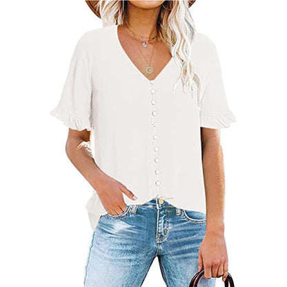 Damen Bluse mit Rüschenärmeln und modischen Knöpfen Stalluxe