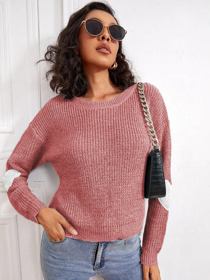 Damen Modischer Strickpullover mit kontrastierenden Ärmelakzenten Stalluxe