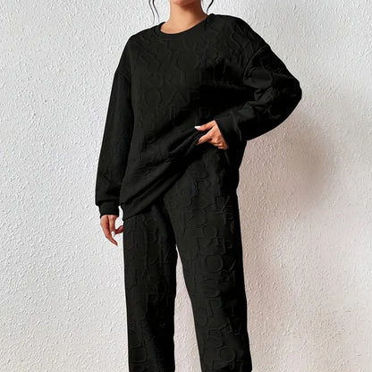 Damen Set aus hochwertigem Sweatshirt und Jogginghose Stalluxe Schwarz