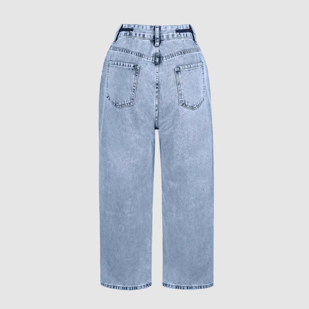 Damen Weite Jeanshose mit elastischem Bund Stalluxe