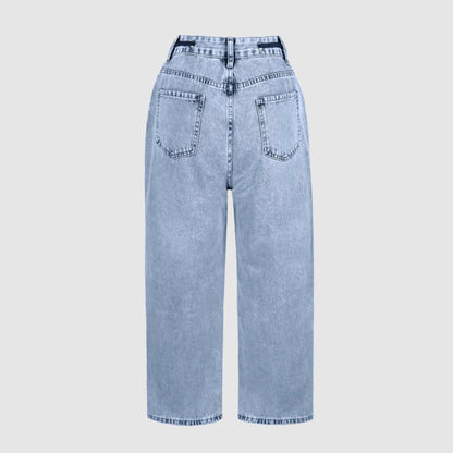 Damen Weite Jeanshose mit elastischem Bund Stalluxe