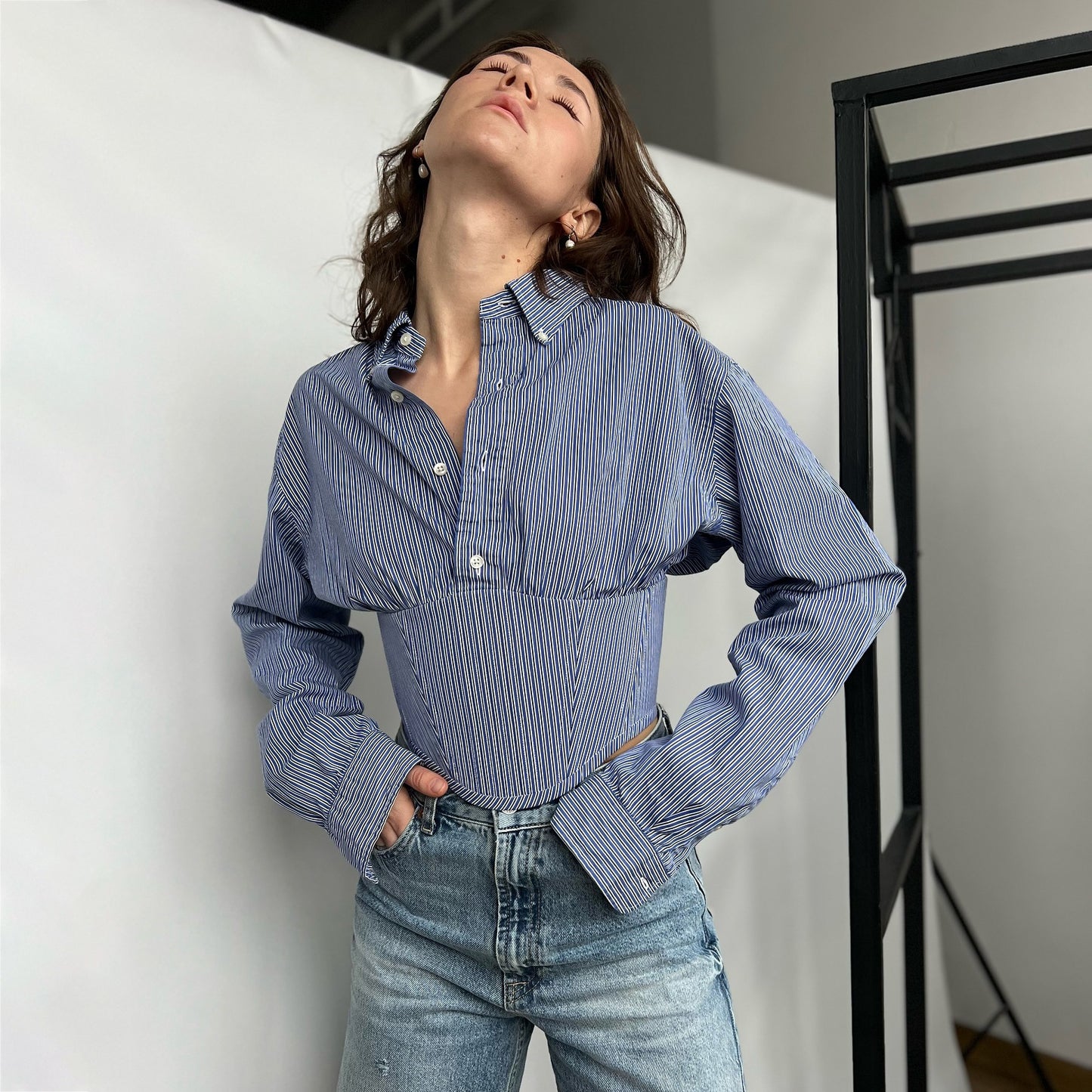 Damen Cork-Top mit tailliertem Design und klassische Streifen Stalluxe