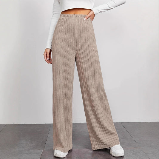 Damen elegante Strickpalazzo-Hosen mit hohem Bund und Rippstruktur Stalluxe