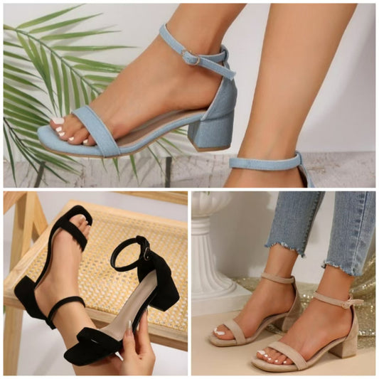 Damen Riemchen-Sandalen mit blockiertem Absatz und verstellbarem Knöchelriemen Stalluxe