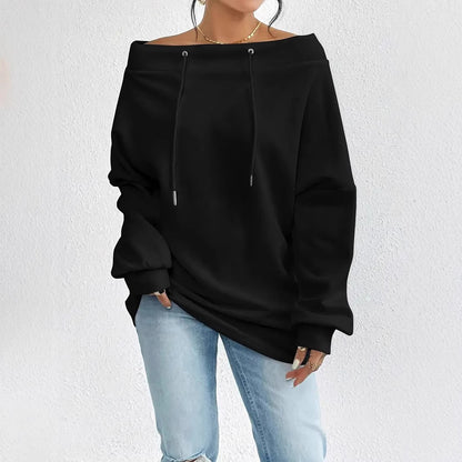 Damen Oversized Sweatshirt mit lässigem Off-Shoulder-Ausschnitt Stalluxe Schwarz