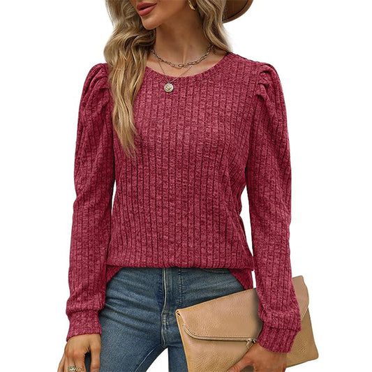 Damen stilvolles Pullover mit gerafften Ärmeln Stalluxe