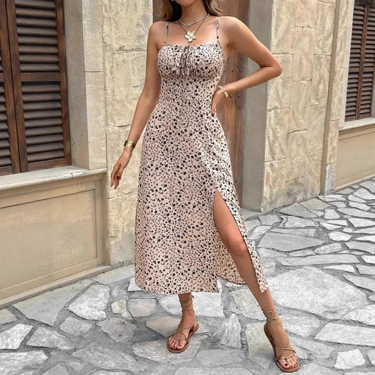 Damen Maxikleid mit schlankem Schnitt, floralem Muster und seitlichem Schlitz Stalluxe