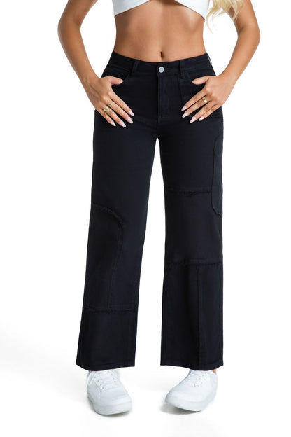 Damen weite Jeans mit stylischem Patchwork Stalluxe