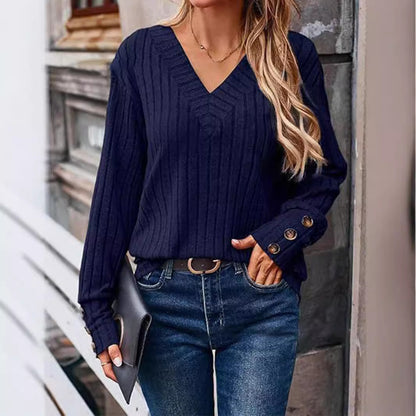 Damen Pullover mit V-Ausschnitt und strukturiertem Design Stalluxe
