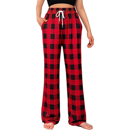 Damen Bequeme Karohose mit elastischem Bund und Seitentaschen Stalluxe