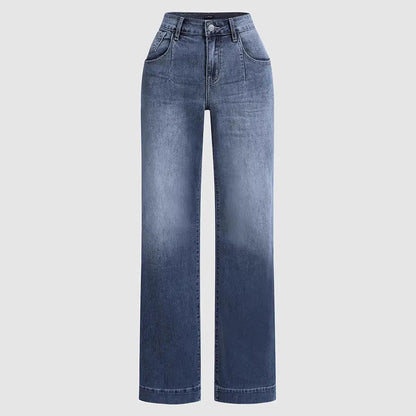 Damen Weit geschnittene Denim-Hose mit hohem Bund und modernem Design Stalluxe