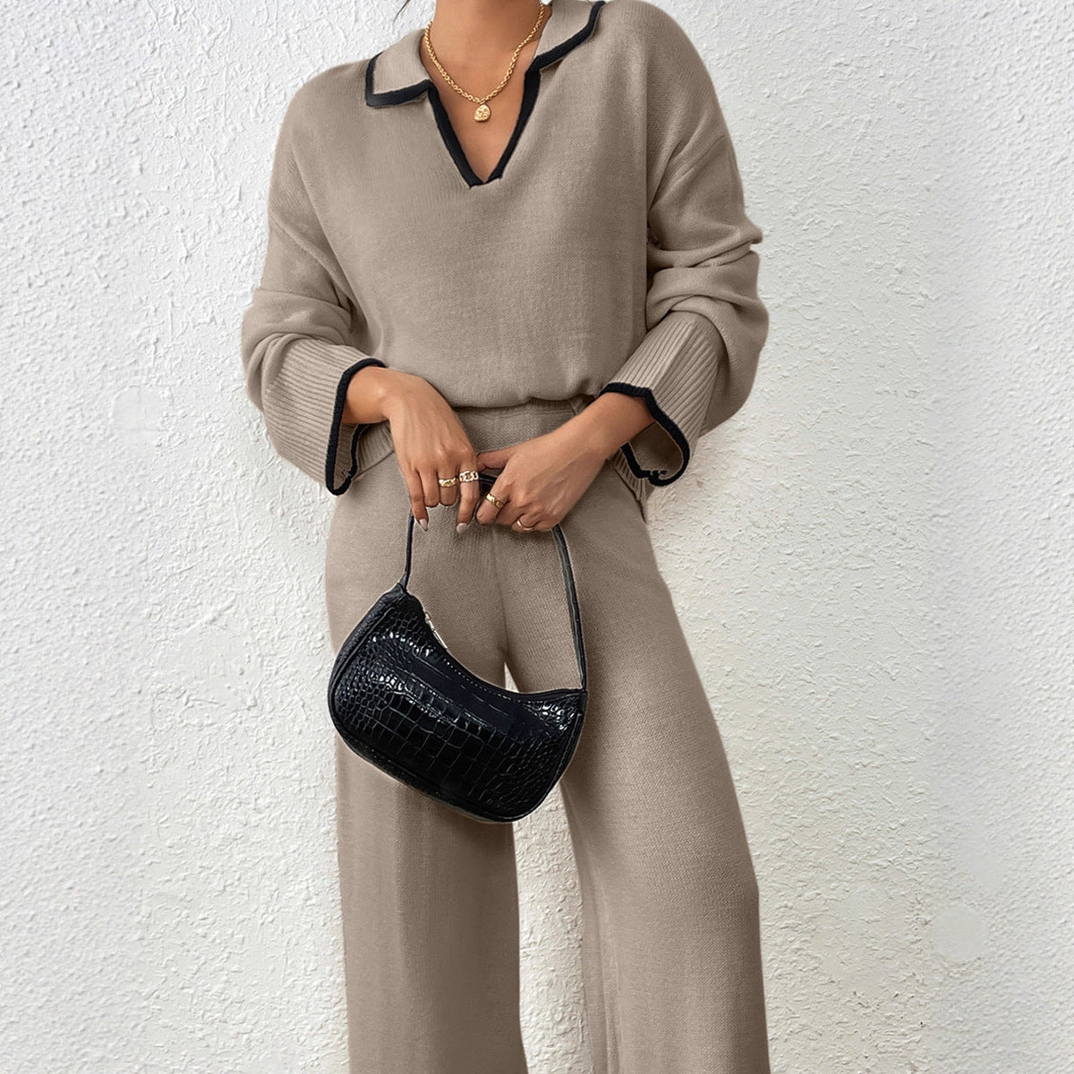 Damen Großer Strickpullover und lässige Pants Kombination Stalluxe