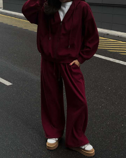 Damen sportlicher Hoodie mit weitem Schnitt und bequemen Jogginghosen Stalluxe