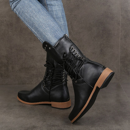 Damen modische Schnürstiefel mit eleganter Verzierungen Stalluxe