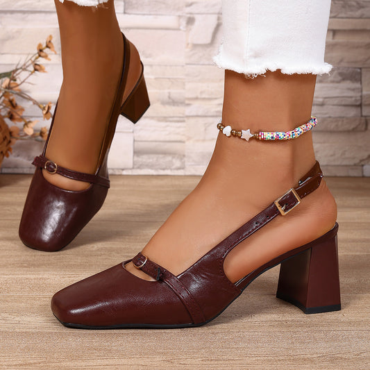 Damen Elegante Slingback-Pumps mit quadratischer Zehenpartie und modischem Blockabsatz Stalluxe