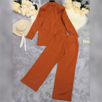 Damen Elegantes Oversized Blazer-Set mit weitem Hosenbund Stalluxe