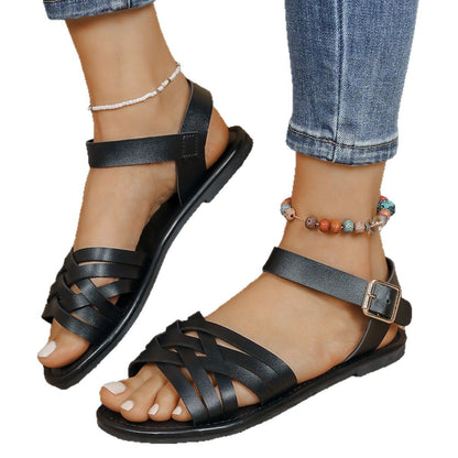 Damen Riemchensandalen mit geflochtenem Design und verstellbarem Riemen Stalluxe