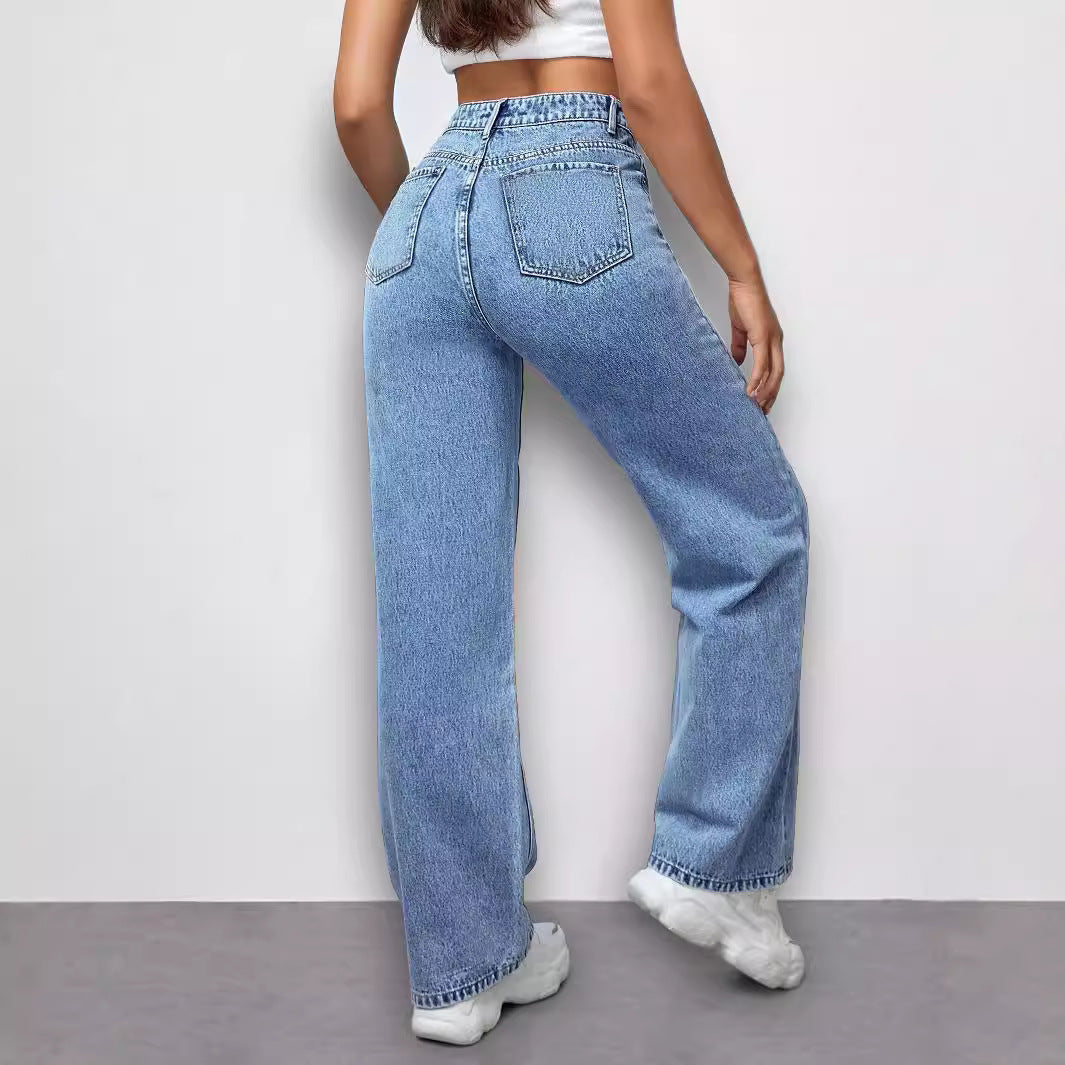 Damen Weit geschnittene Jeans mit modischem Schmetterlingsdesign Stalluxe