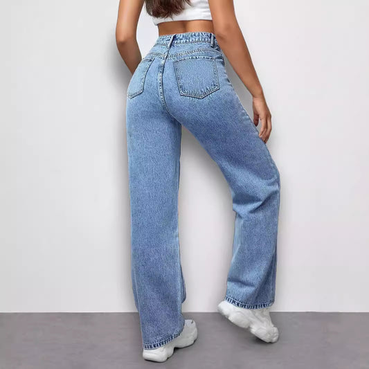 Damen Weit geschnittene Jeans mit modischem Schmetterlingsdesign Stalluxe