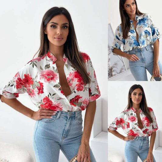 Damen Bluse mit floralem Druck und lässigem Schnitt Stalluxe