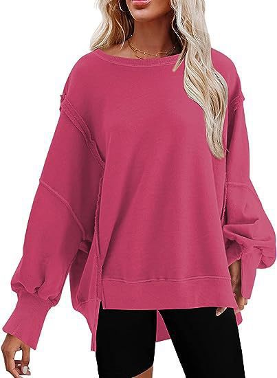 Damen Oversize Sweatshirt mit ballonartigen Ärmeln Stalluxe Magenta